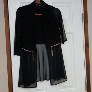 Mixed fabric 3/4sleeve topper